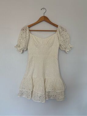 ASTR the Label Roseville Pointelle Puff Sleeve Mini Dress XS